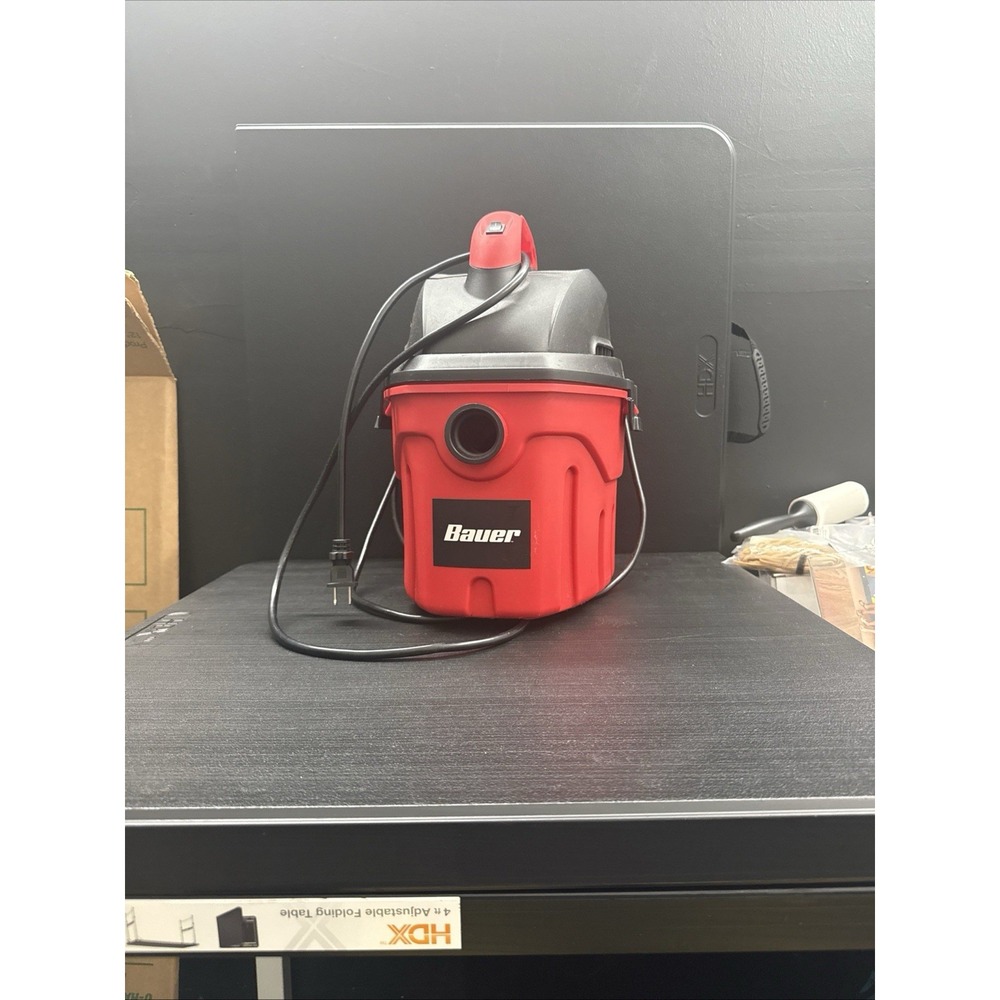 Bauer Canister Bagless Corded Portable Wet & Dry Vacuum Red/Black Nozzle Hose